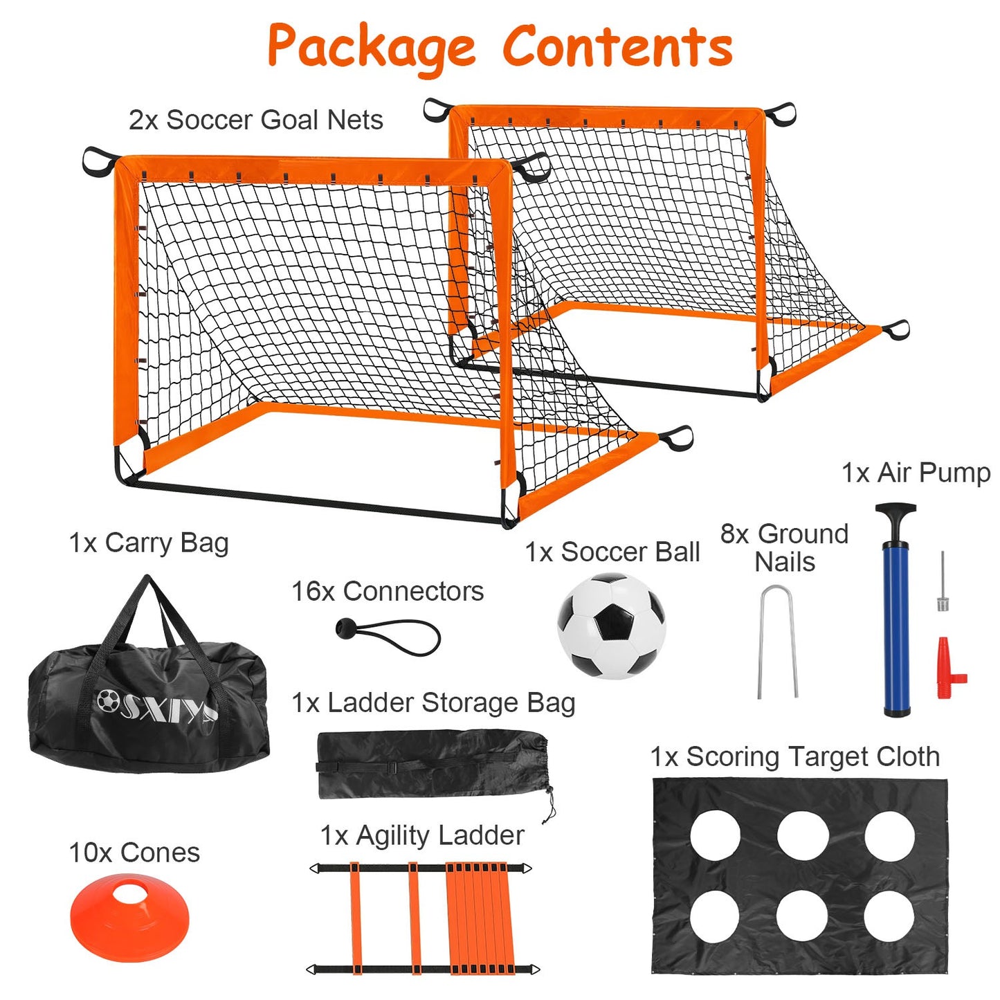 Kids Soccer Goals Portable Soccer Training Equipment With Cones Agility Ladder Target Carry Bag For Toddler/Kids Outdoor Sport Play