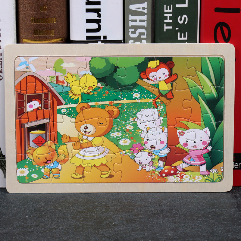 80PCS wooden educational animal puzzles for toddlers/children
