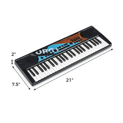 49 Keys Kids Electronic Keyboard With Microphone, 8 Tones & Rhythms For Age 3+ - Black