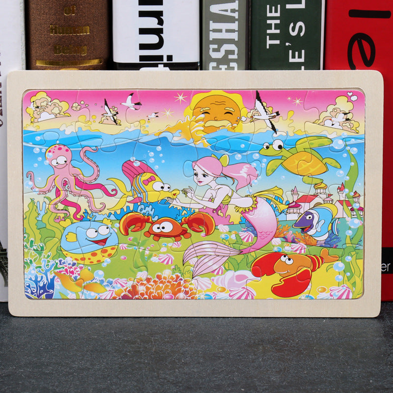 80PCS wooden educational animal puzzles for toddlers/children