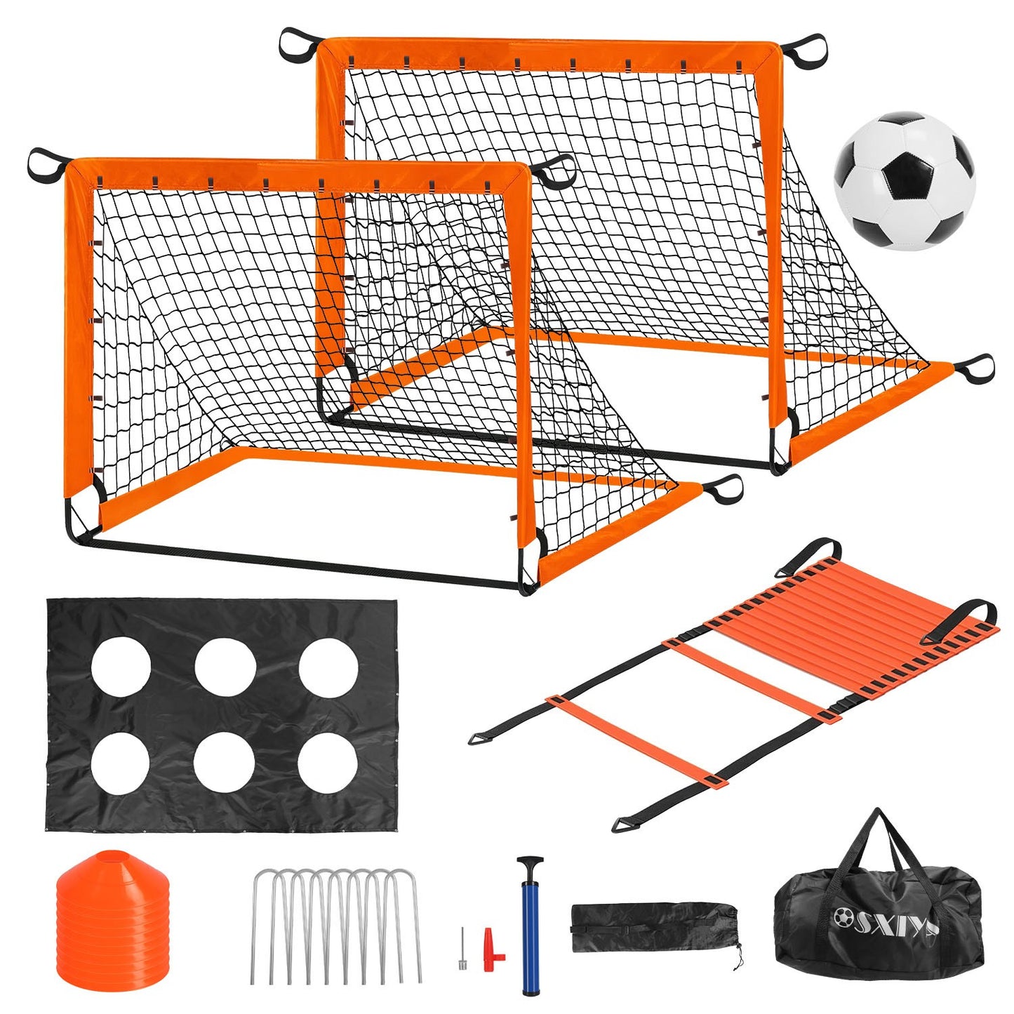 Kids Soccer Goals Portable Soccer Training Equipment With Cones Agility Ladder Target Carry Bag For Toddler/Kids Outdoor Sport Play