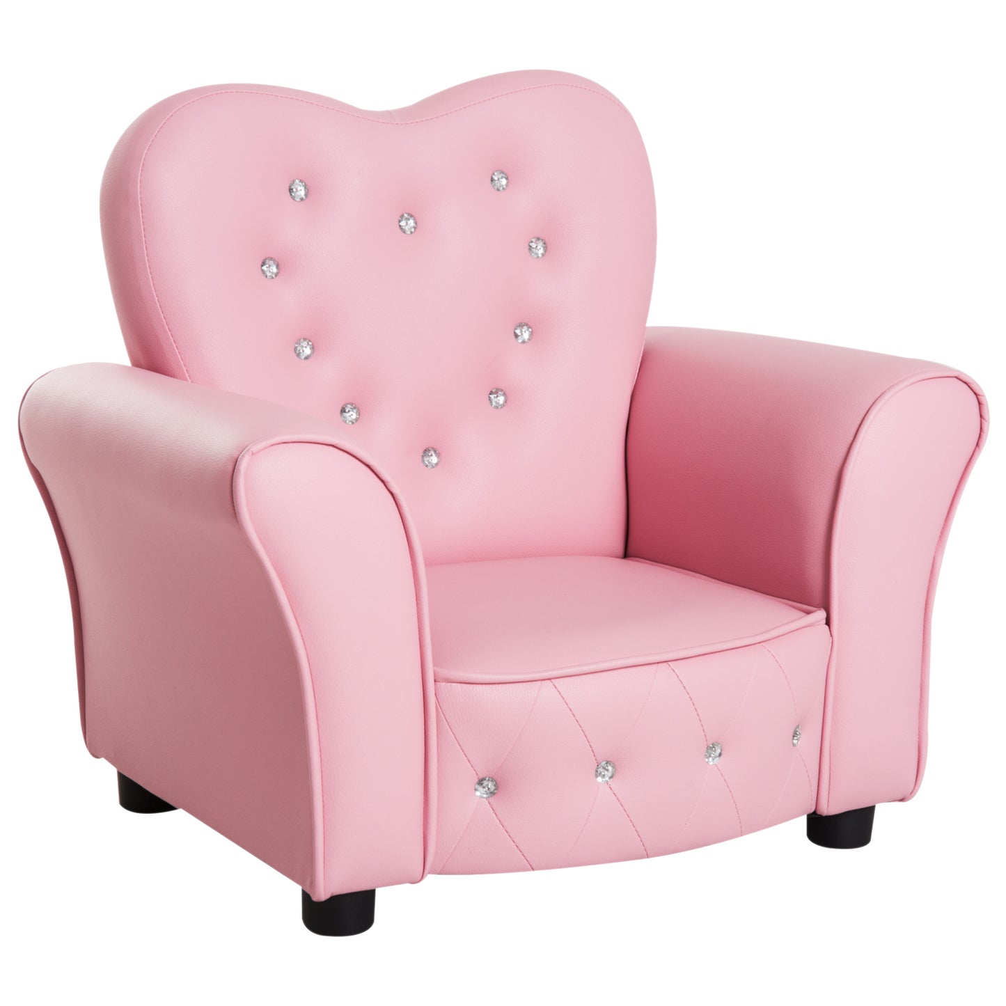 Kids/Toddler Tufted Upholstered Princess Chair with Diamond Decoration for Preschool Child, Pink