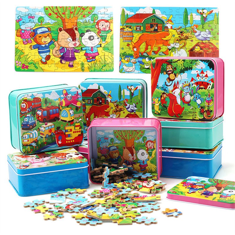80PCS wooden educational animal puzzles for toddlers/children