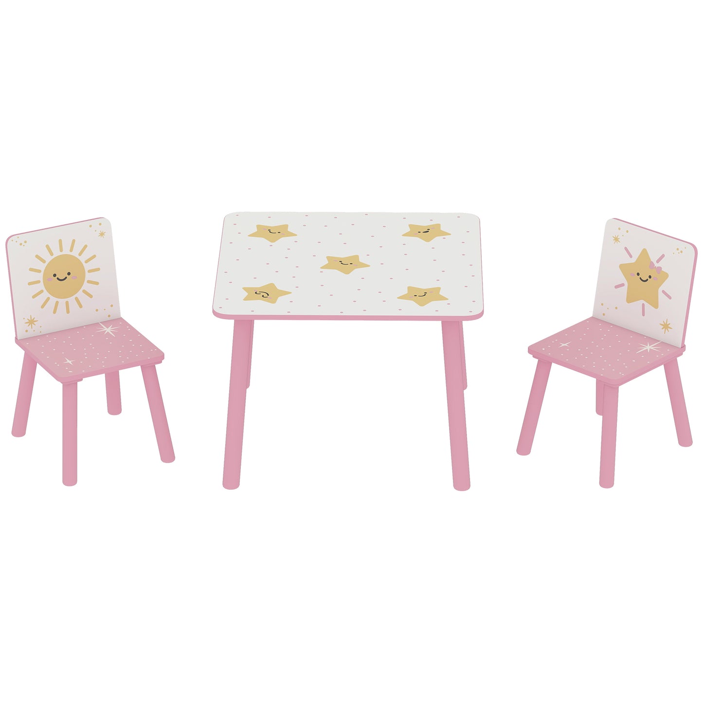 3-Piece Kids Toddler Table and Chair Set  Pink