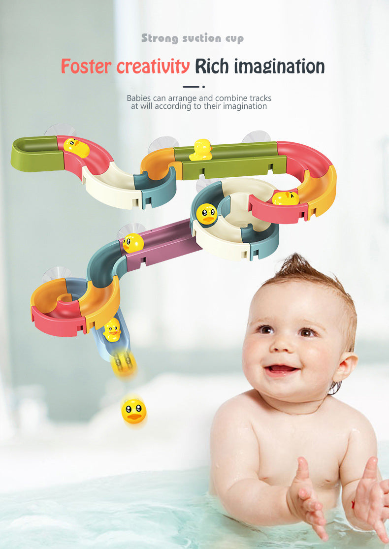 Bath Toys Wall Suction Cup Marble Race Run Track Game