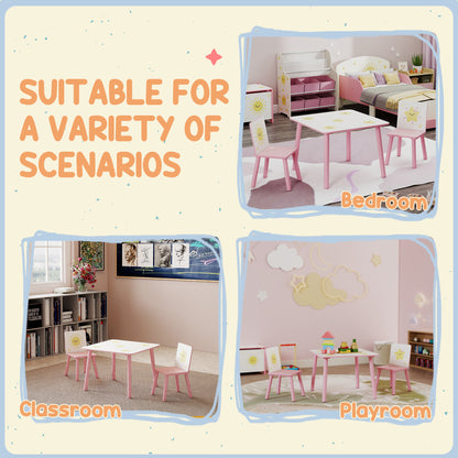 3-Piece Kids Toddler Table and Chair Set  Pink