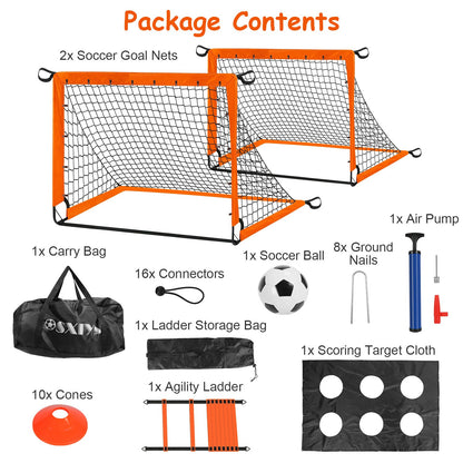 Kids Soccer Goals Portable Soccer Training Equipment With Cones Agility Ladder Target Carry Bag For Toddler/Kids Outdoor Sport Play