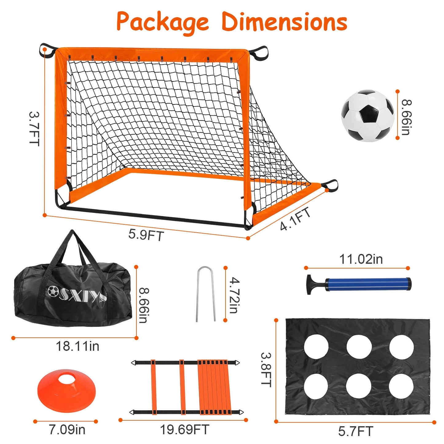 Kids Soccer Goals Portable Soccer Training Equipment With Cones Agility Ladder Target Carry Bag For Toddler/Kids Outdoor Sport Play