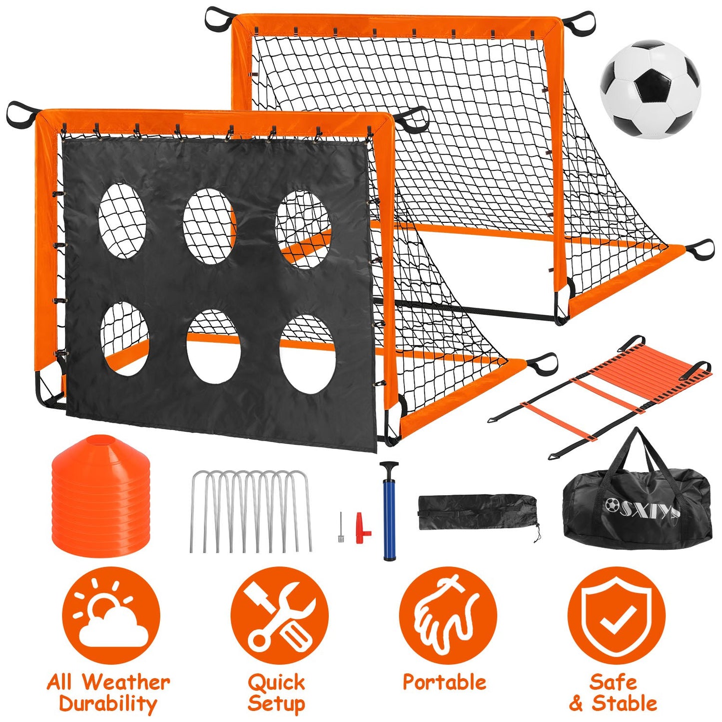 Kids Soccer Goals Portable Soccer Training Equipment With Cones Agility Ladder Target Carry Bag For Toddler/Kids Outdoor Sport Play