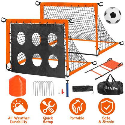 Kids Soccer Goals Portable Soccer Training Equipment With Cones Agility Ladder Target Carry Bag For Toddler/Kids Outdoor Sport Play