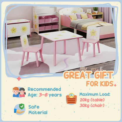 3-Piece Kids Toddler Table and Chair Set  Pink