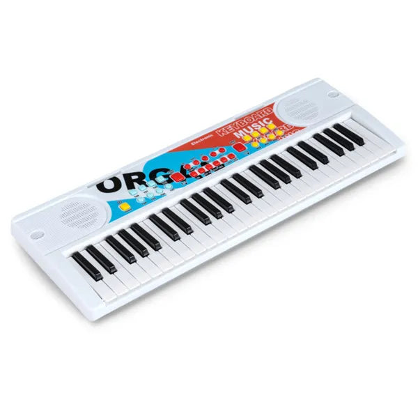 49 Keys Kids Electronic Keyboard With Microphone, 8 Tones & Rhythms Age 3+ - White