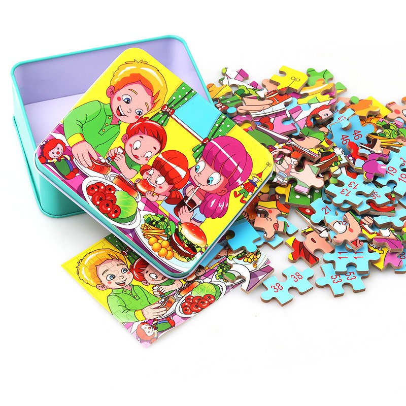 80PCS wooden educational animal puzzles for toddlers/children