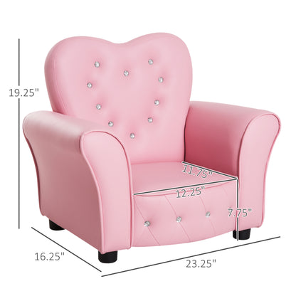 Kids/Toddler Tufted Upholstered Princess Chair with Diamond Decoration for Preschool Child, Pink