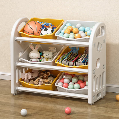 Kids Toy Storage Organizer With 6 Bins, white