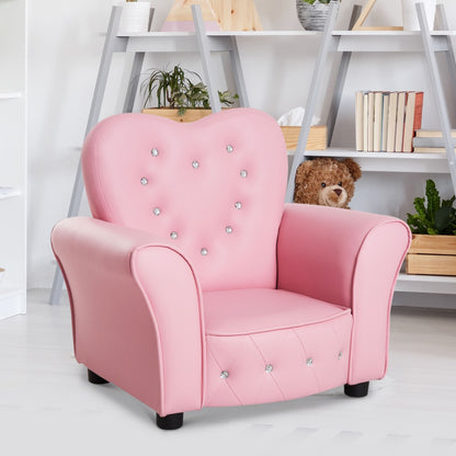 Kids/Toddler Tufted Upholstered Princess Chair with Diamond Decoration for Preschool Child, Pink