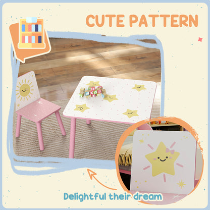 3-Piece Kids Toddler Table and Chair Set  Pink