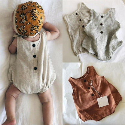 Summer Newborn Baby Girl / Boy Sleeveless Button Romper