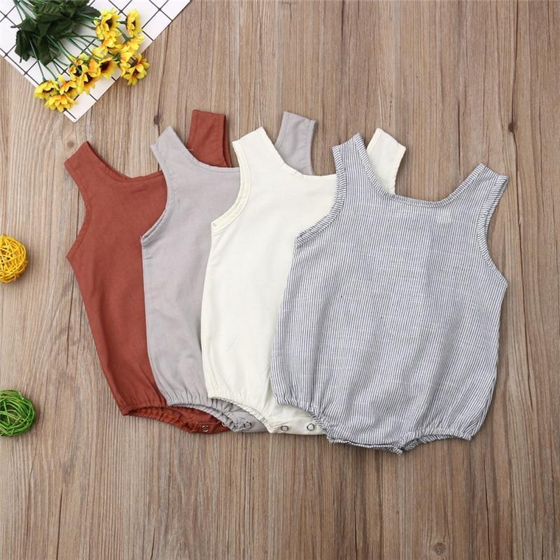 Summer Newborn Baby Girl / Boy Sleeveless Button Romper