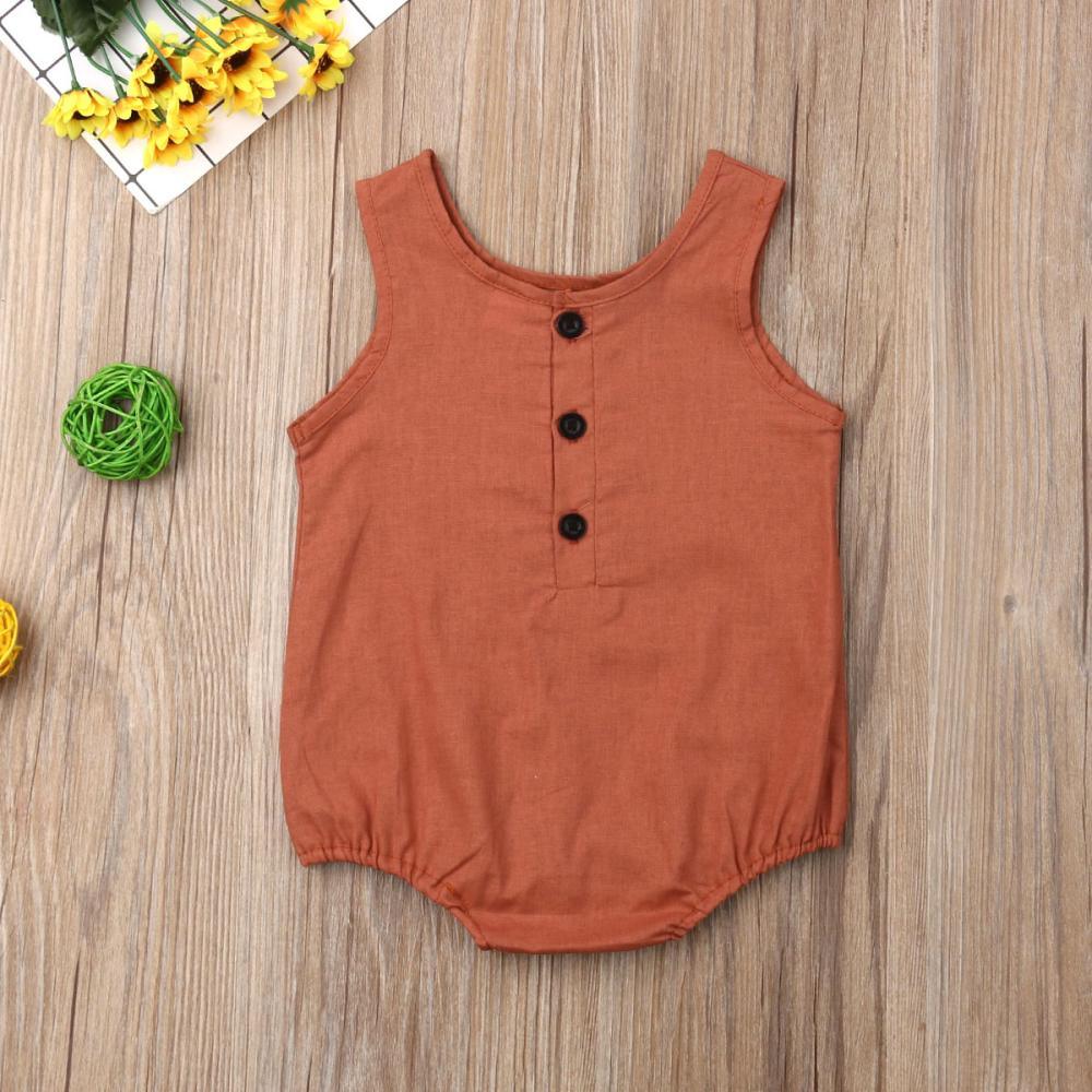 Summer Newborn Baby Girl / Boy Sleeveless Button Romper