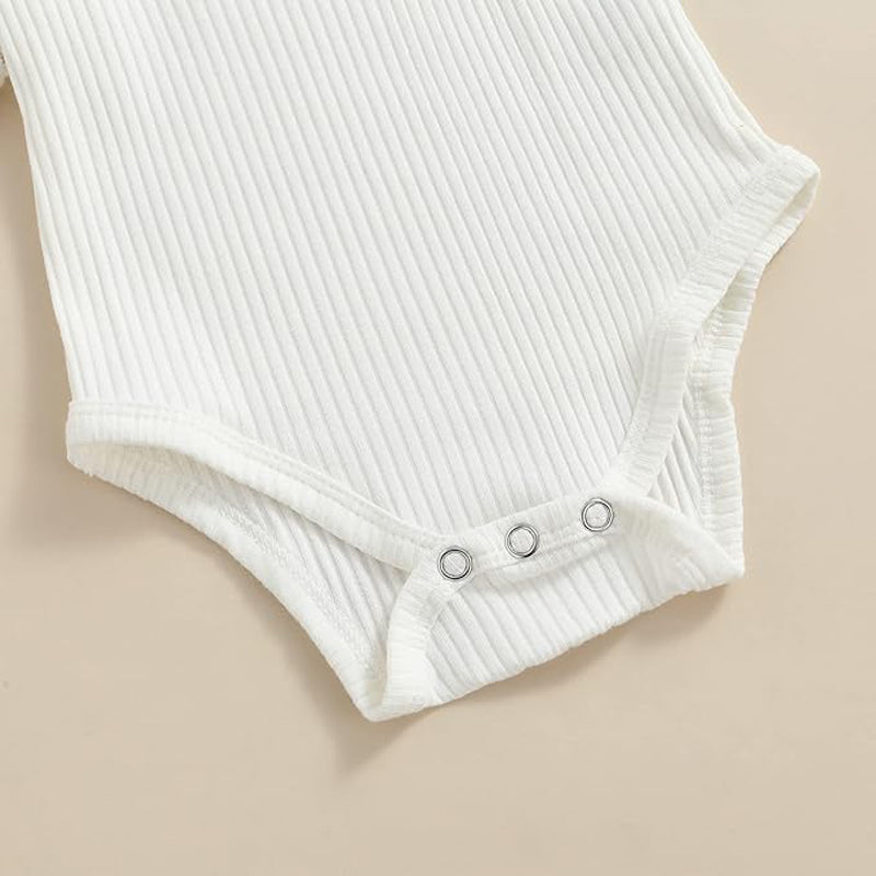 3Pcs Infant Girl Summer Ruffle Ribbed Romper