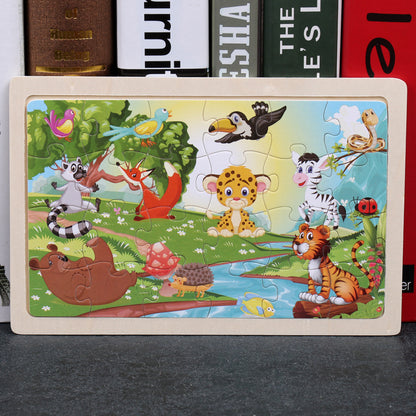 80PCS wooden educational animal puzzles for toddlers/children