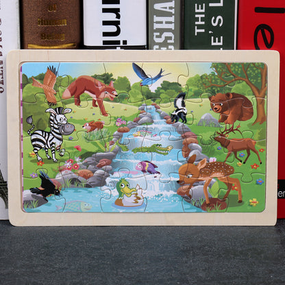 80PCS wooden educational animal puzzles for toddlers/children