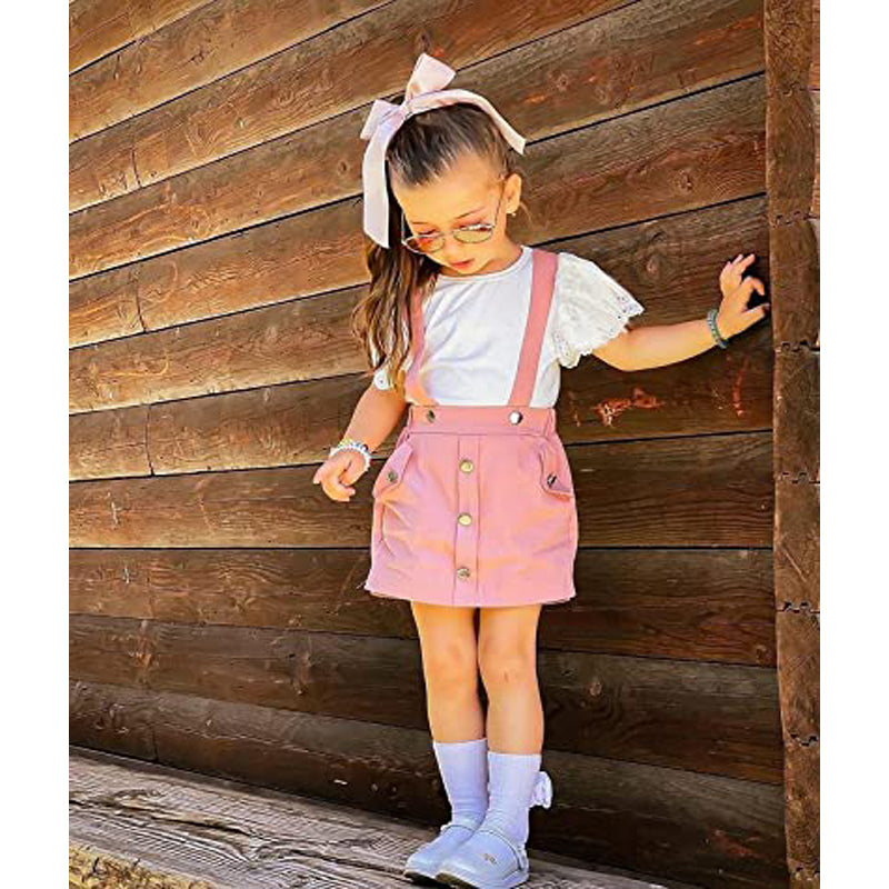 3Pcs Infant Girl Summer Ruffle Ribbed Romper