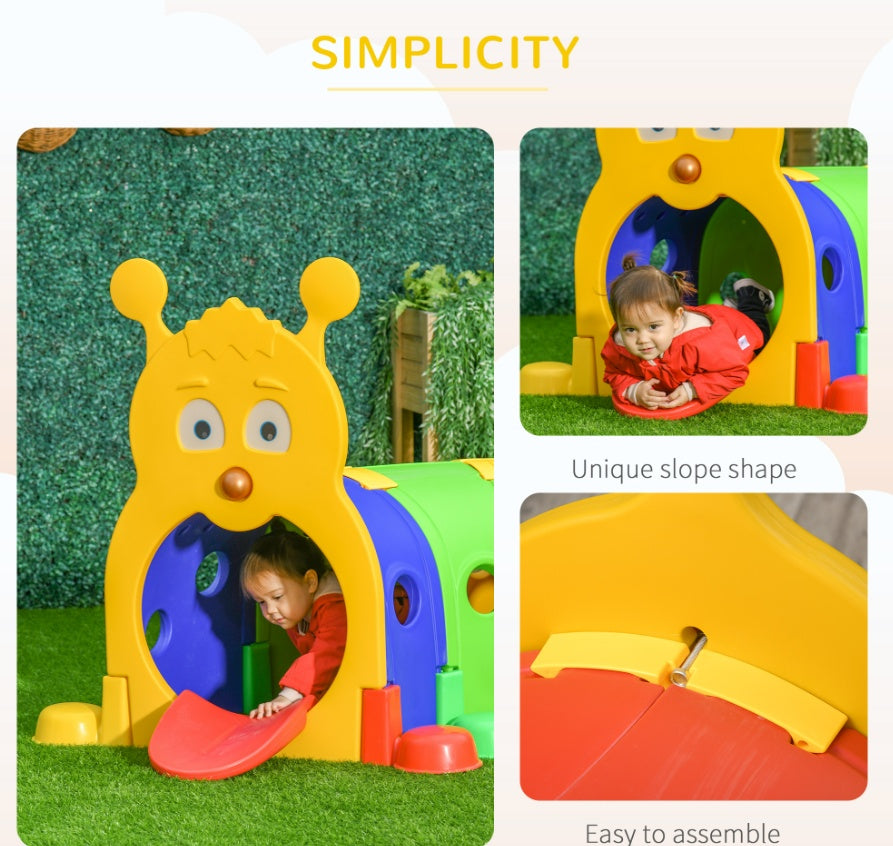 Kids Outdoor Play Tunnel , Multicolor 59 Inches Long, Non-toxic PP, For 3-6 Years Old