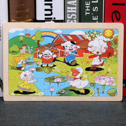 80PCS wooden educational animal puzzles for toddlers/children