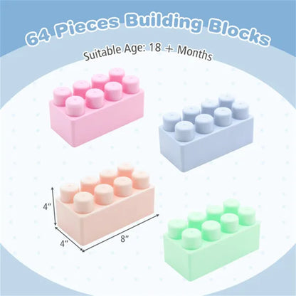 64 PCS Building Blocks Set For Toddlers 18+ Months, BPA-Free