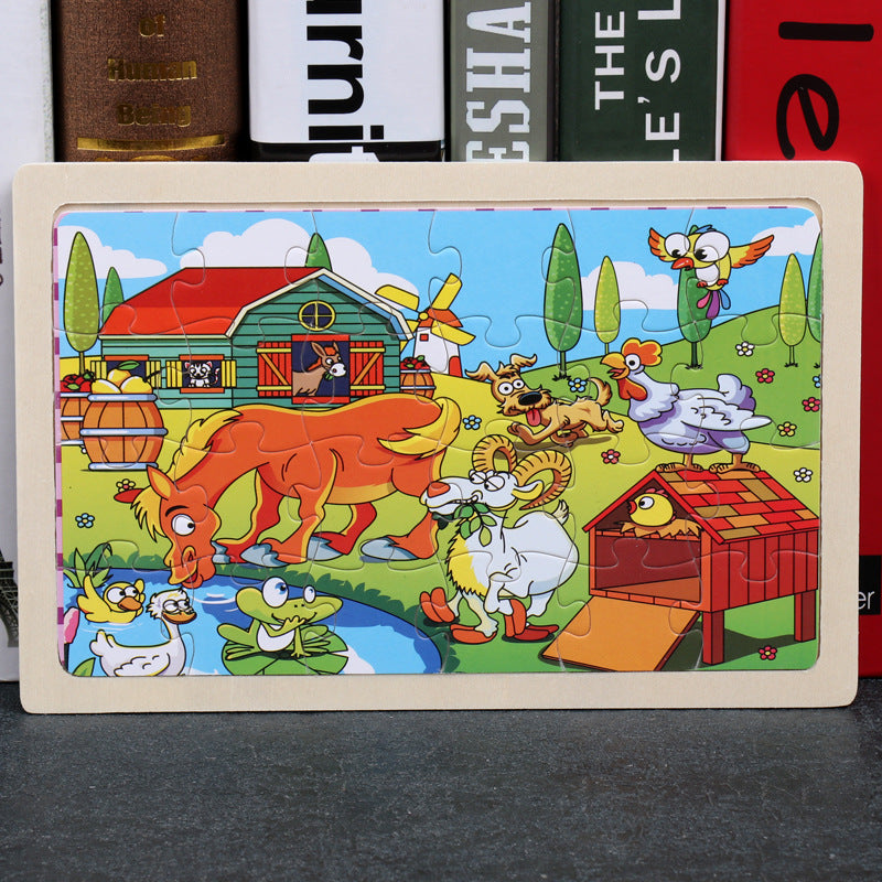 80PCS wooden educational animal puzzles for toddlers/children