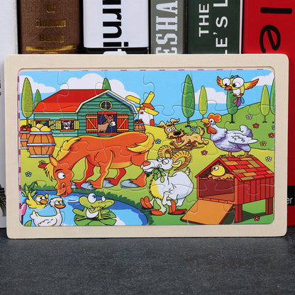 80PCS wooden educational animal puzzles for toddlers/children