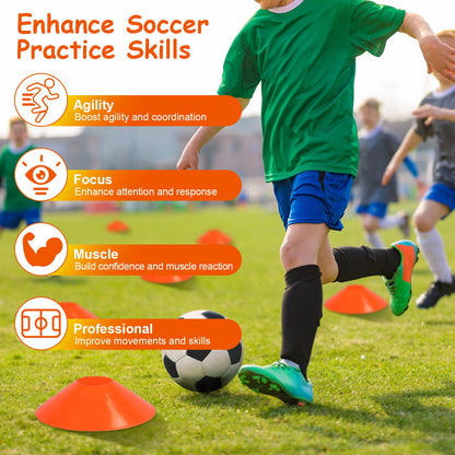 Kids Soccer Goals Portable Soccer Training Equipment With Cones Agility Ladder Target Carry Bag For Toddler/Kids Outdoor Sport Play