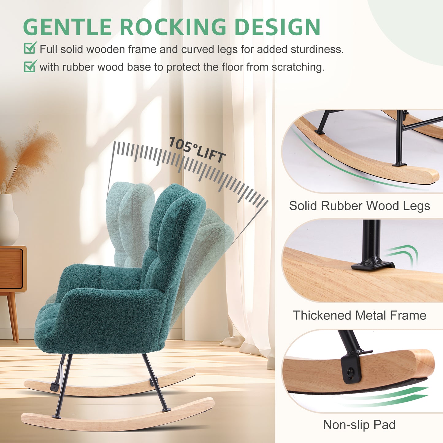 Teddy Fabric Gliding Rocking Chair