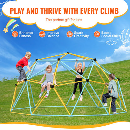 Jungle Gym, 12FT Geometric Dome Climber Play Center, For Kids 3 To 10 Years Old, Supports 750LBS   With Climbing Grip,