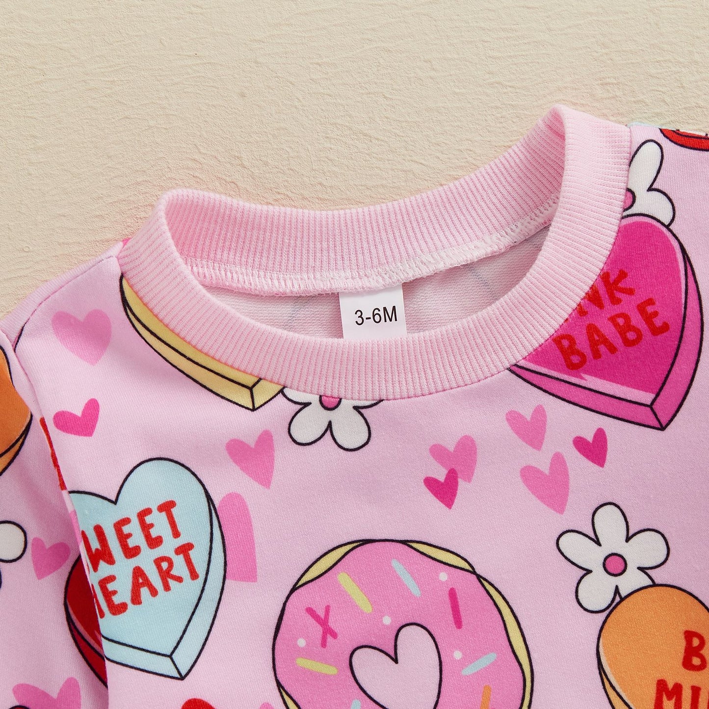 Infant/Toddler Love Floral Print Long Sleeve Pullover/Trousers Two-piece Set